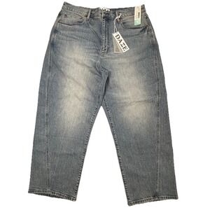 DAZE Westward Barrel Leg Jeans Womens 32 Indigo Cropped Denim NWT Capri